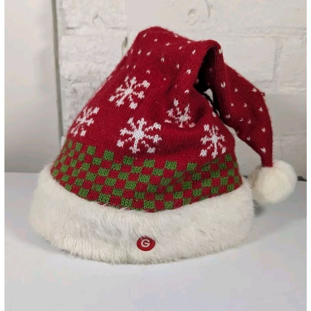 Gemmy Red 12” Singing And Dancing Santa Hat Moving Cap Works Animatronics